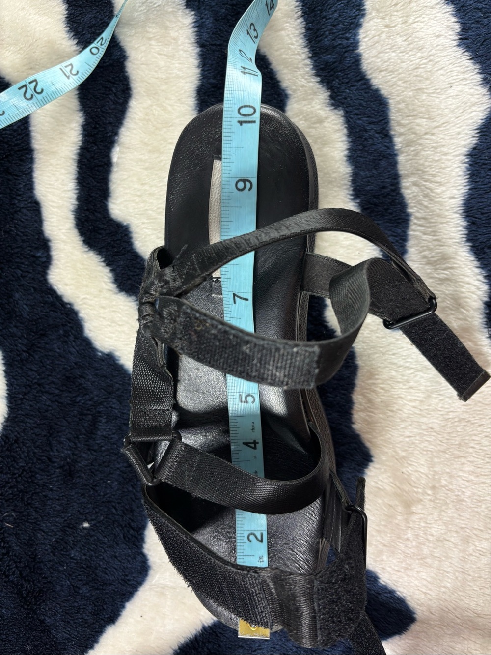 Suzanne Rae Black Nylon Velcro Platform Chunky Sandals Sz 39 or 9 US Strappy - Picture 12 of 12